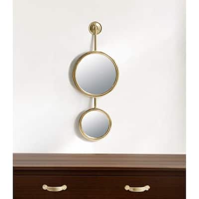 HomeRoots 29" Gold Round Iron Framed Accent Mirror - 11' X '28.5' X '2.2