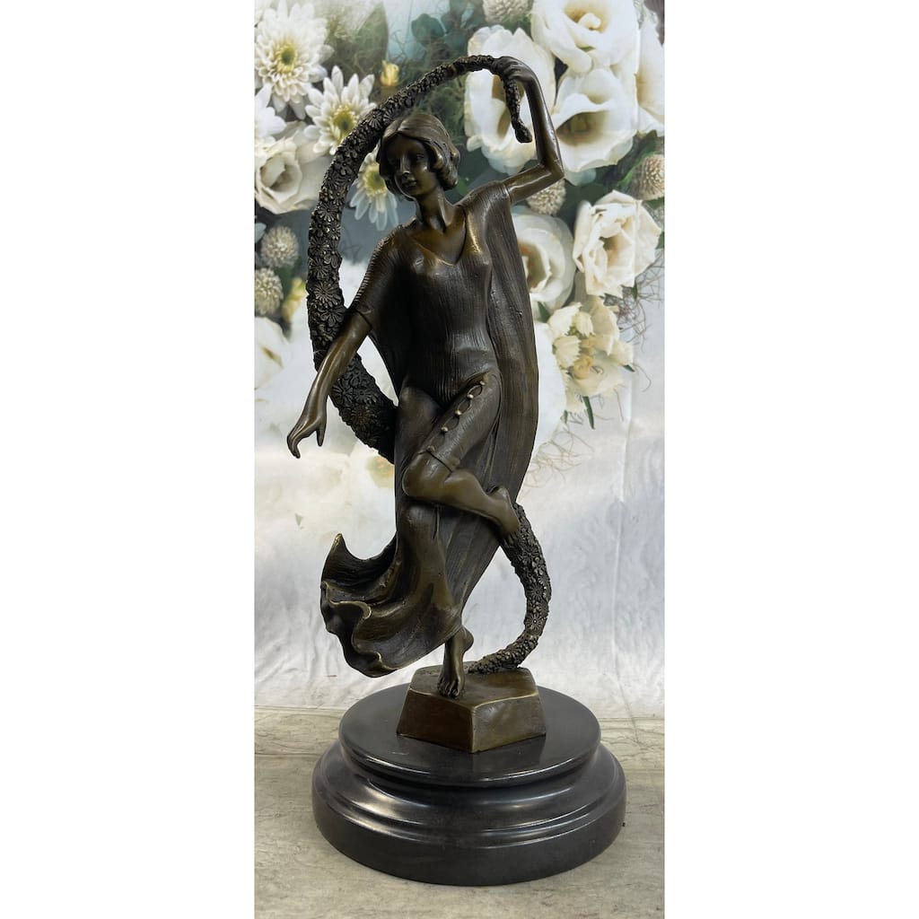 Guirande Joe Descomps Woman With Thyrsus Hot Cast Bronze Sculpture Figurine