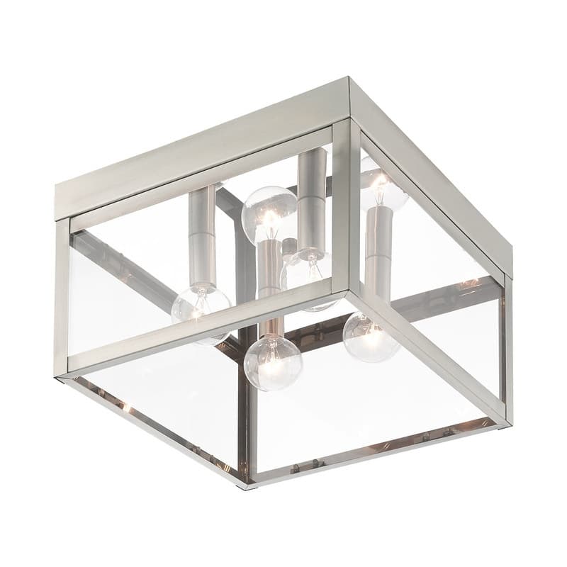 Livex Lighting 4-light Brushed Nickel Outdoor Ceiling Mount, 20589-91 - 10.5" Dia. x 7" H