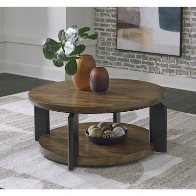 Signature Design by Ashley Kraeburn Brown/Black Coffee Table - 44"W x 44"D x 19"H