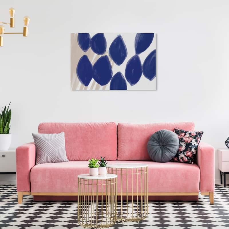 Wynwood Studio Canvas Abstract Blue Treasured Leaves Blue and Dark Blue Modern & Contemporary Wall Art Canvas Print