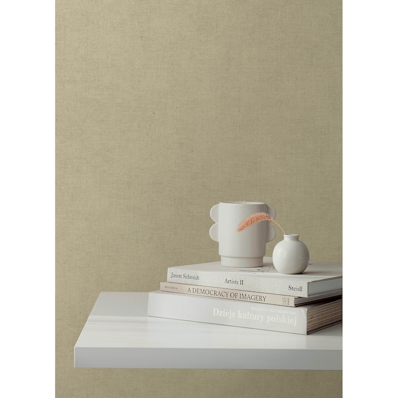 A-Street Prints Nuovo Khaki Faux Linen Wallpaper