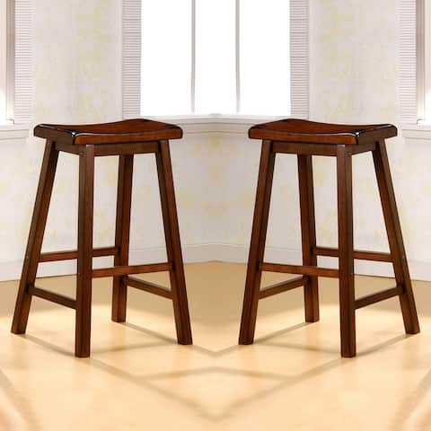 Saddle Design Chestnut Stools (Set of 2)