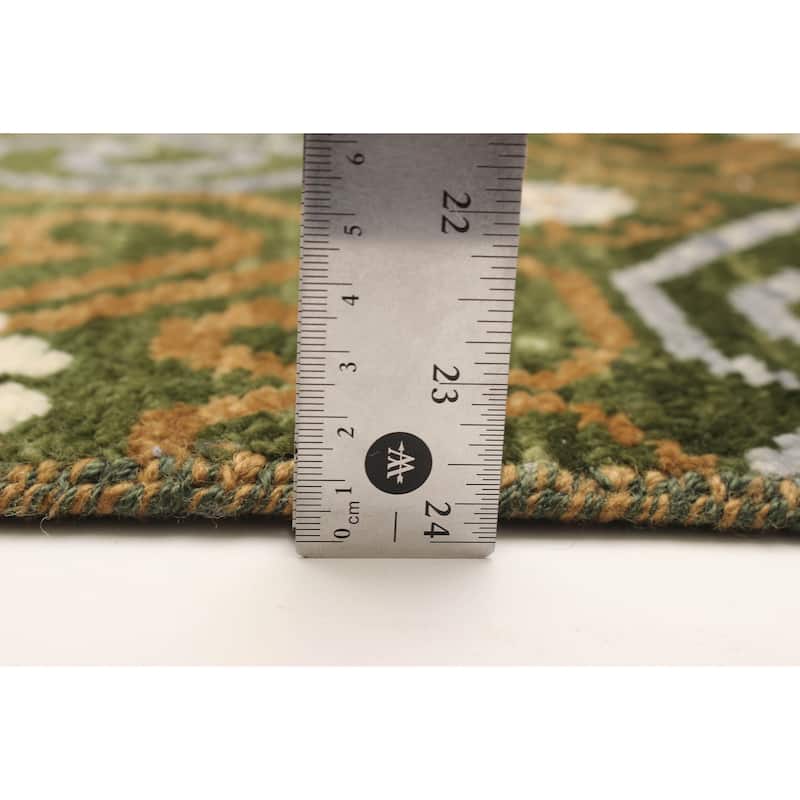 ECARPETGALLERY Hand-knotted Mystique Dark Green Wool Rug - 5'0 x 7'1