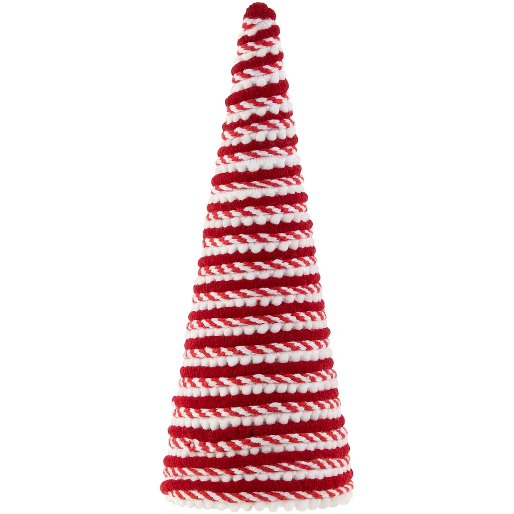 10.5" Red and White Candy Cane Swirled Christmas Cone Tree