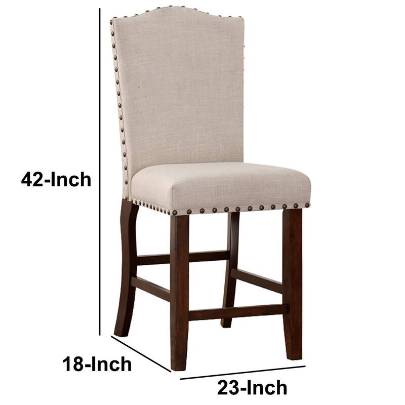 Brown/Cream Fabric Upholstered Wood Frame Dining Chair, Set of 2, Sturdy Dining Chair for Dining Rooms - 21.75