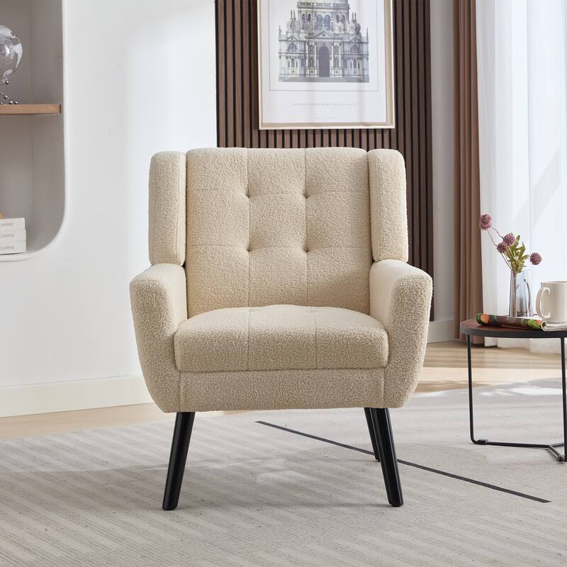 Soft Material Ergonomics Accent Chair - White Teddy Fabric