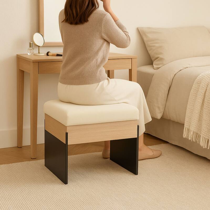 Modern Chenille Upholstered Bench with Foam Padding and MDF Frame