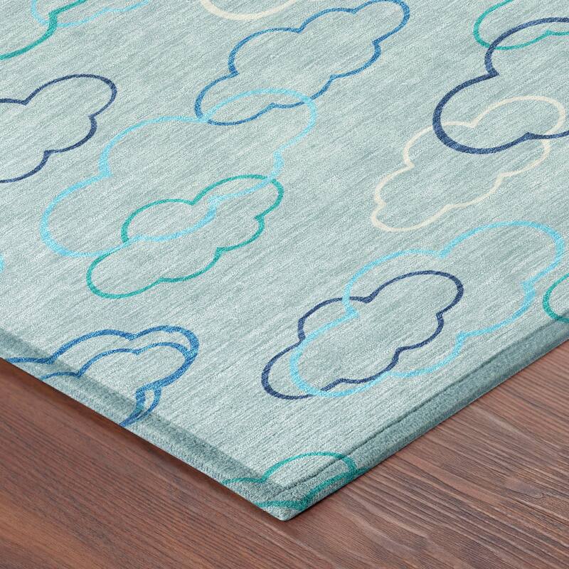 Machine Washable Indoor/ Outdoor Modern Clouds Chantille Rug