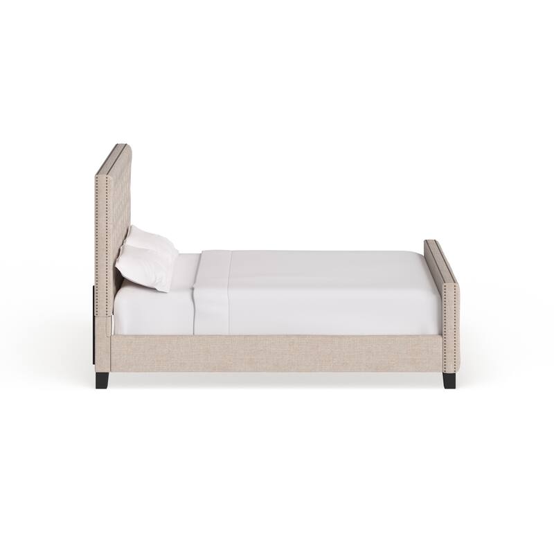 Knightsbridge Tufted Nailhead Chesterfield Bed with Footboard by iNSPIRE Q Artisan