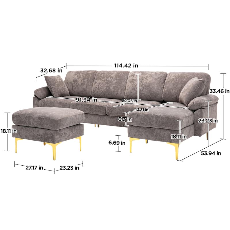 Kata 115" Sectional Sofa with Ottman