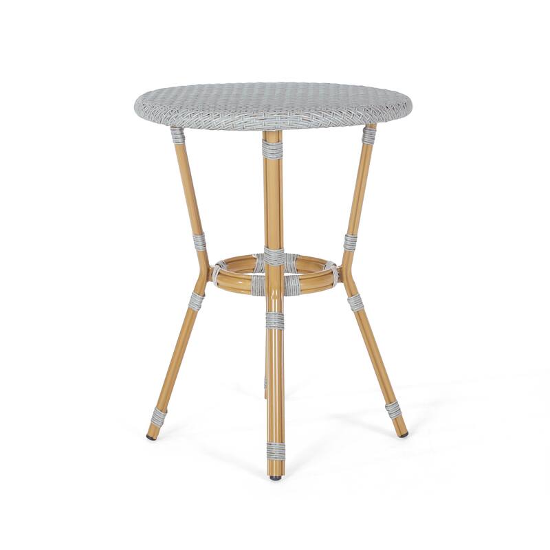 Picardy Outdoor Aluminum and Wicker Outdoor French Cafe Table by Christopher Knight Home - 21.75"L x 21.75"W x 28.50"H