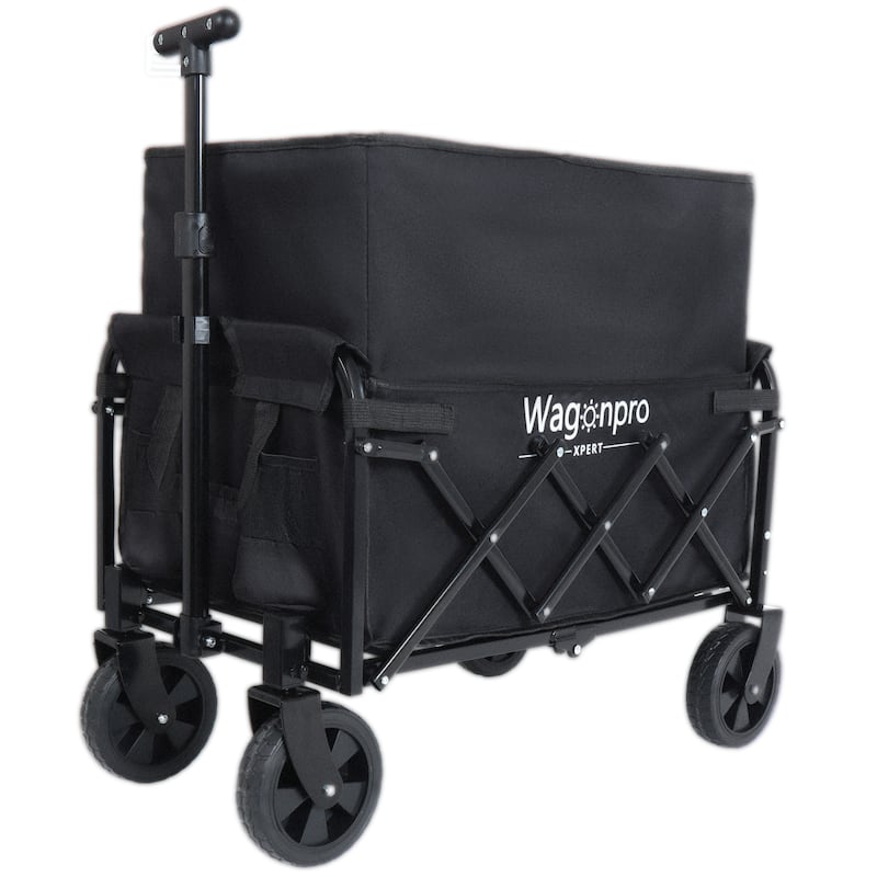 Expandable Dual-Layer Utility Wagon With 100% Extra Space-Grocery Cart For Camping,Shopping,Sports,Gardening,Fishing