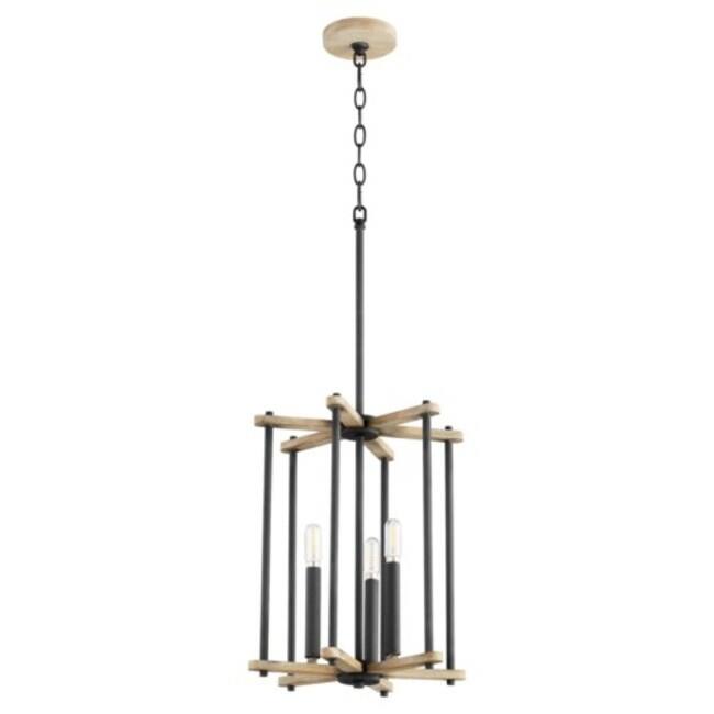 Quorum International Silva 3 Light Pendant - Black / Weathered Oak
