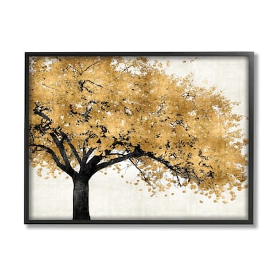 Stupell Traditional Tree with Autumn Leaves over Neutral Framed Giclee Texturized Art by Kate Bennet