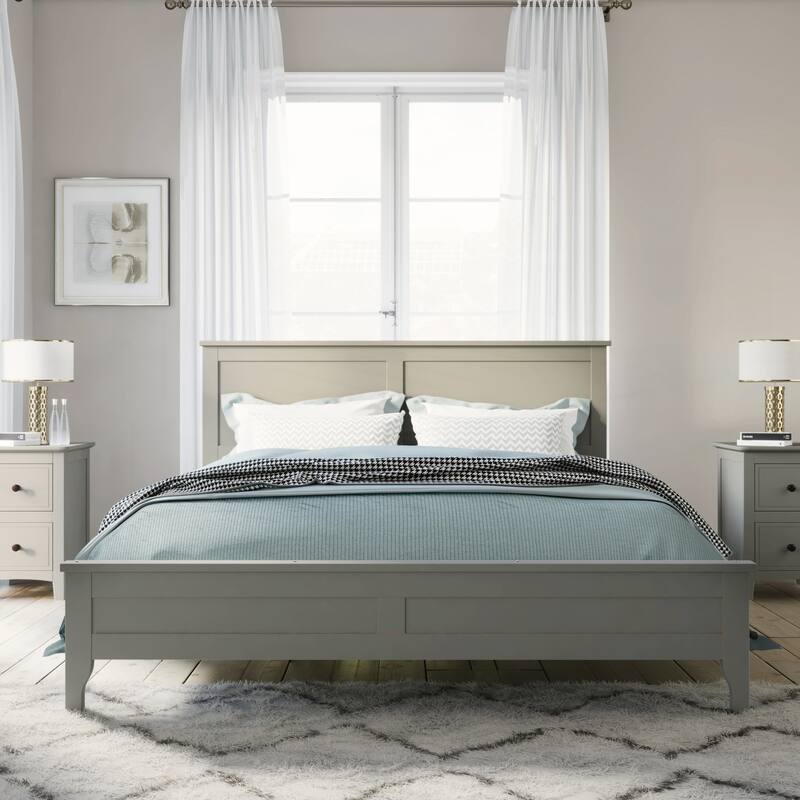 Modern Solid Wood Queen Size Platform Bed
