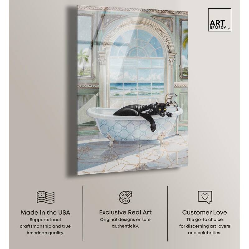 Panther Arch Bathroom Glam Acrylic by Art Remedy, Ready to Hang