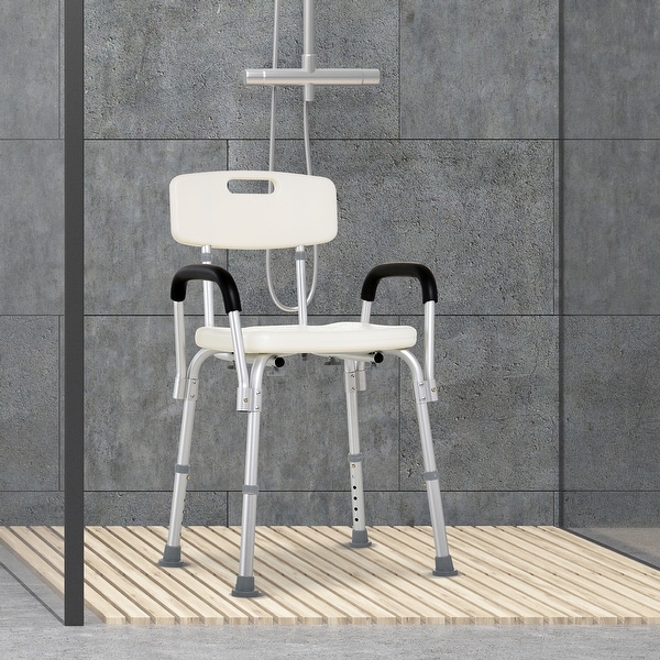 HomCom Adjustable Medical Shower Chair w Arms and Backrest 21