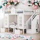 preview thumbnail 1 of 18, Full over Full Bunk Bed With Changeable Table,Bunk Bed Turn into Upper Bed and Down Desk White