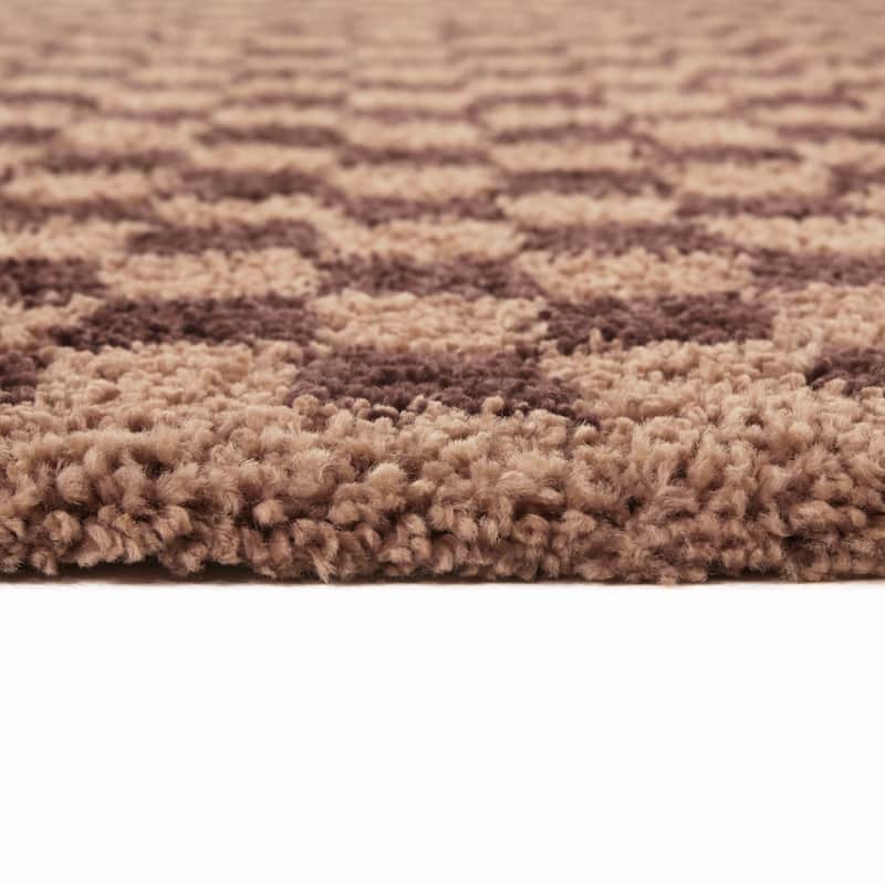 Covey Plush Checkered Thick Shag Area Rug