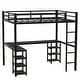 preview thumbnail 12 of 12, Full Metal Loft Bed with Desk and Shelves, Loft Bed with Ladder and Guardrails, Loft Bed Frame for Bedroom