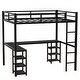 preview thumbnail 11 of 10, Industrial Modern Full Metal Loft Bed with Desk and Shelves, Loft Bed with Ladder and Guardrails, Black with Black Desk