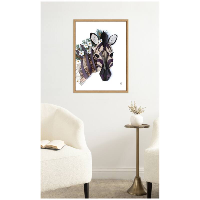 Kate and Laurel Zebra by Madeline Jeppesen Framed Canvas Wall Art Print