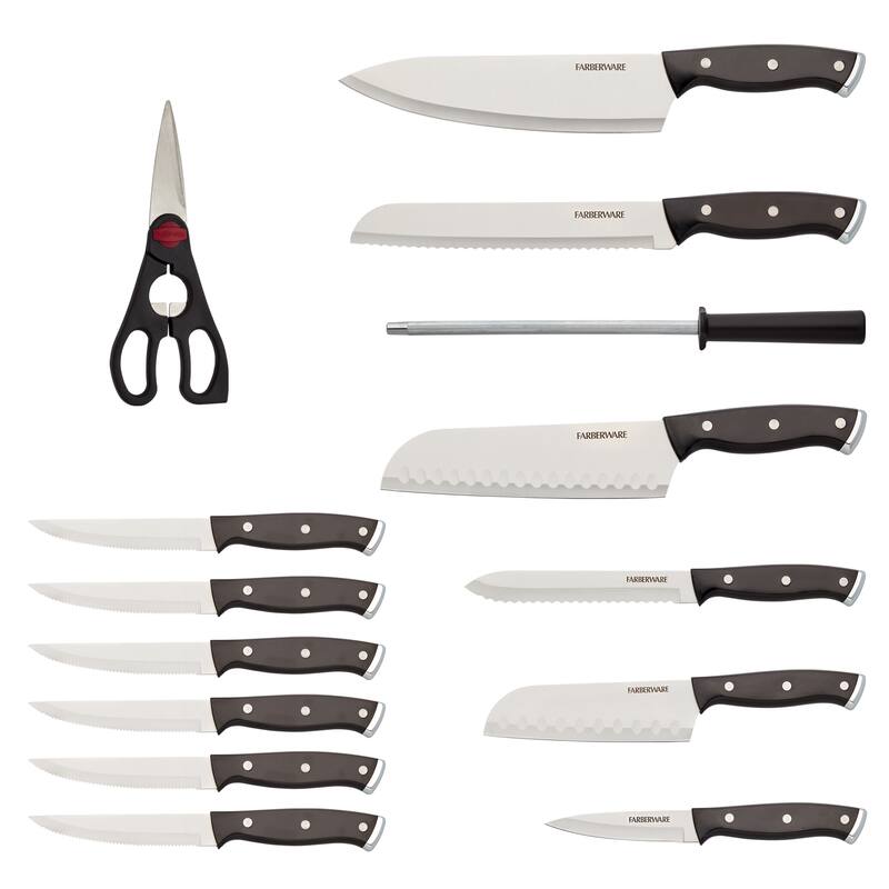 Farberware 15-Piece Triple-Riveted Cutlery Set, Black