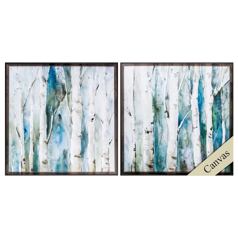 Propac Images River Birch Framed Canvas Wall Art - Blue - 22X22X3 - Plastic - Brown
