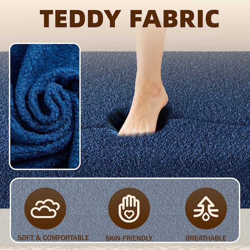 Convertible Floor Sofa with Teddy Fabric, Twin Mattress & No Assembly