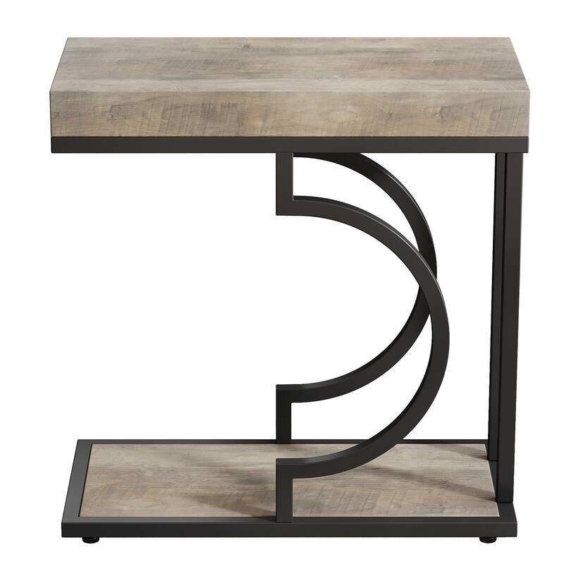 Narrow Side Table C Shaped End Table for Living Room
