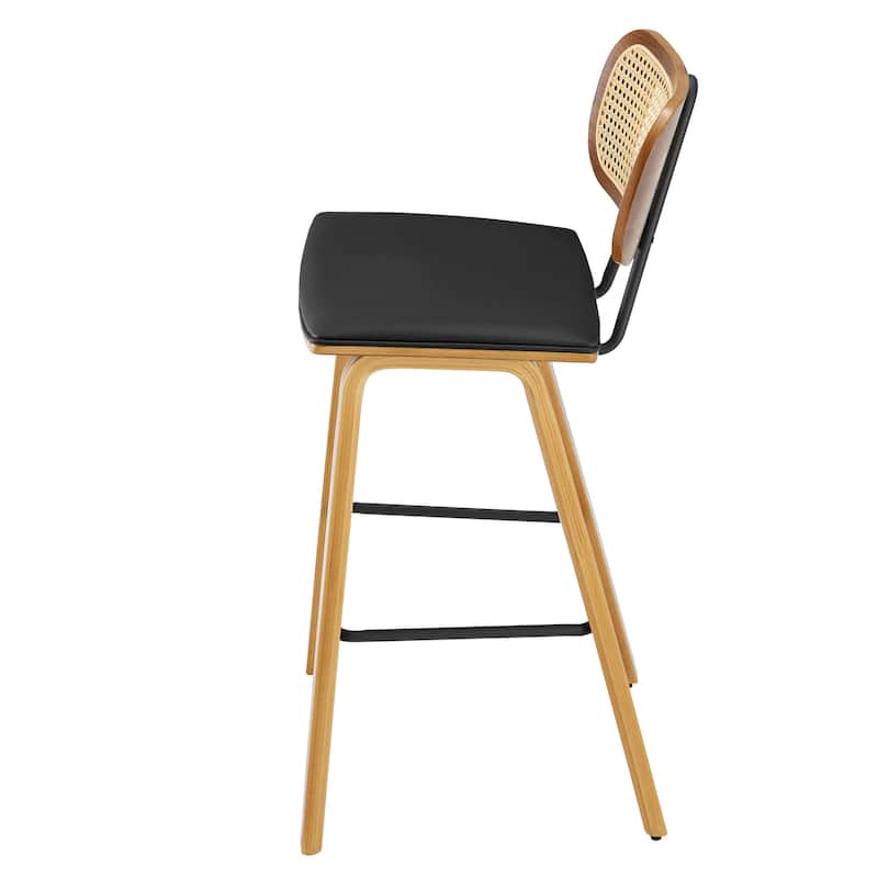 26" Upholstered Wood Counter Height Bar Stools - 17.7"W x 19.5"D x 35.1"H