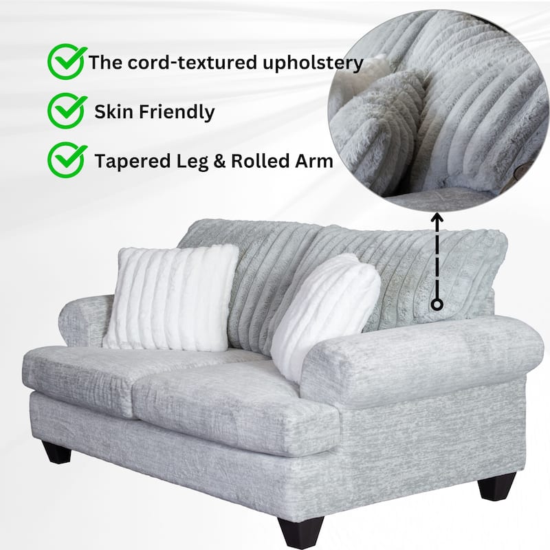 Roundhill Oasis 2-Piece Living Room Set, Sofa and Loveseat