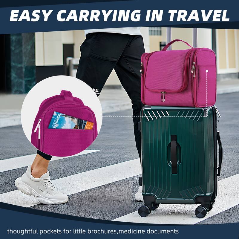 Large Hanging Toiletry Bag for Travel & Daily Use, Water-Resistant Dopp Kit for Makeup, Shaving, Toiletries