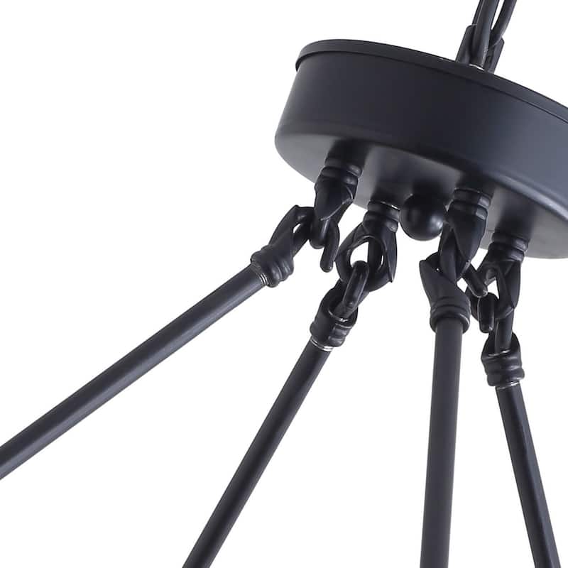 Black 36-Light Farmhouse Wagon Wheel Industrial Large Round Chandelier