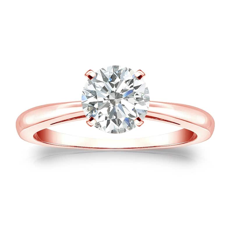 Auriya 14k Gold 1ctw Round Solitaire Diamond Engagement Ring - Rose - 4