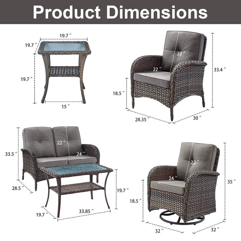 Gymojoy Outdoor Wicker Patio Furniture Loveseat and Chair Set Weather-Resistant