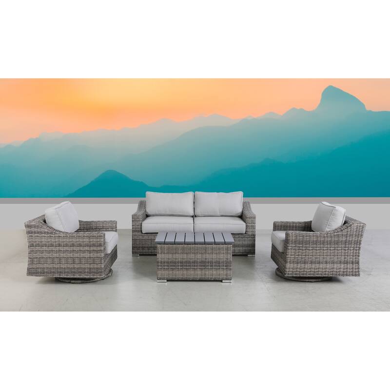 LSI Swivel Rocker Grey 5 Piece Sectional Seating Group With Cushion - Mixed Grey
