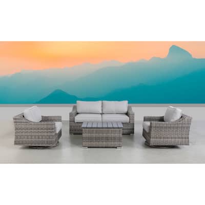 LSI Swivel Rocker Grey 5 Piece Sectional Seating Group With Cushion