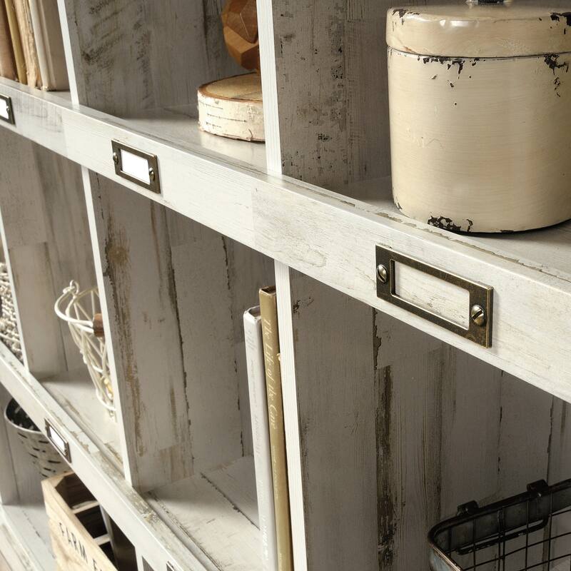 Engineered Wood Farmhouse Bookcase with Ten Spacious Cubbies, White