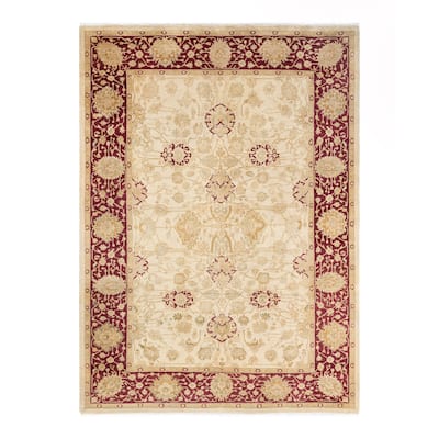 Overton Handknotted Wool Traditional Oriental Ivory Area Rug - 6' x 9'