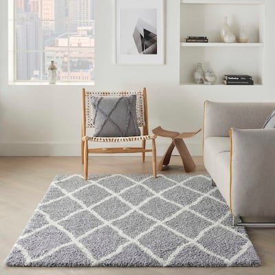 Nourison Shangri-La Geometric Trellis Lattice Shag Rug
