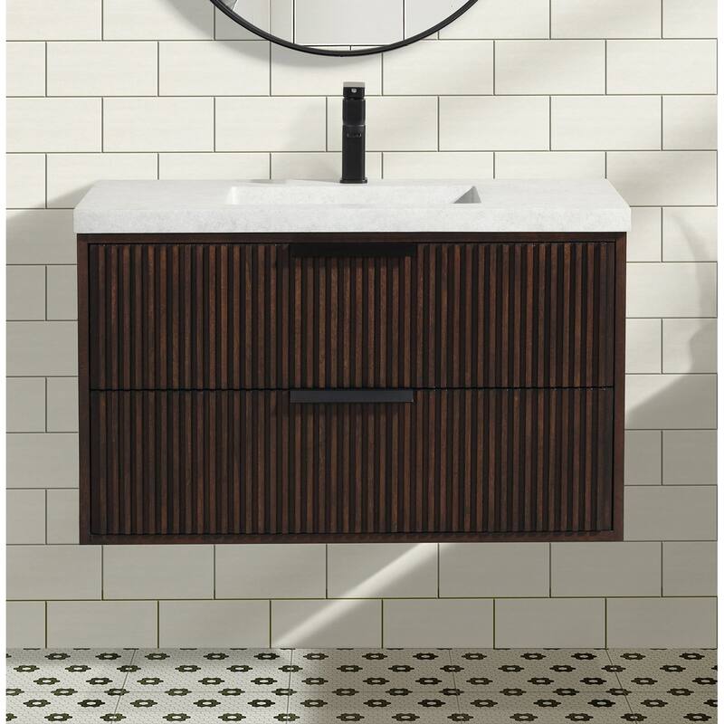 Ari Bath San Diego 36" Floating Bathroom Vanity Walnut