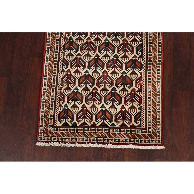 Vegetable Dye Geometric Sirjan Persian Area Rug Handmade Wool Carpet - 3'1" x 4'9"