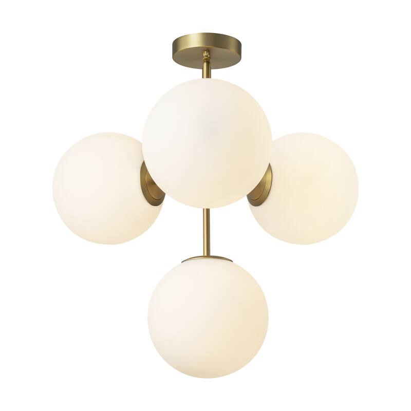 4-Light Modern Sputnik Frosted Glass Globe Bubble Pendant Light/ Semi-Flush Mount Light