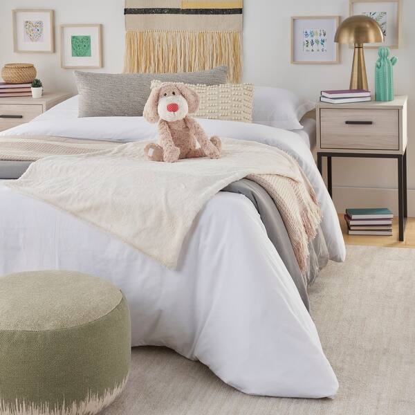 slide 2 of 3, Mina Victory Plush Lines Ivory Throw Pillow Accent - 7" x 17" - Ivory