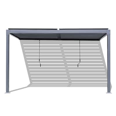Aoodor Outdoor Aluminum Wall Mounted Louvered Pergola Waterproof Gazebo Sun Shade Shelter with 2 Adjustable Rainproof Panels