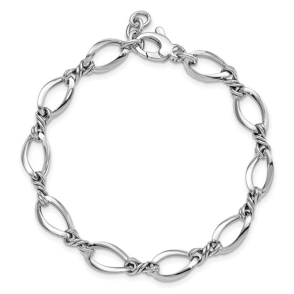 Curata 14k White Gold Italian 7.5" 8.8mm Fancy Link Bracelet