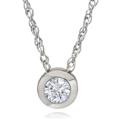 3/8ct Bezel Solitaire Lab Created Diamond Pendant White Gold