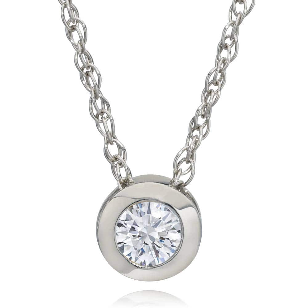 3/8ct Bezel Solitaire Lab Created Diamond Pendant White Gold